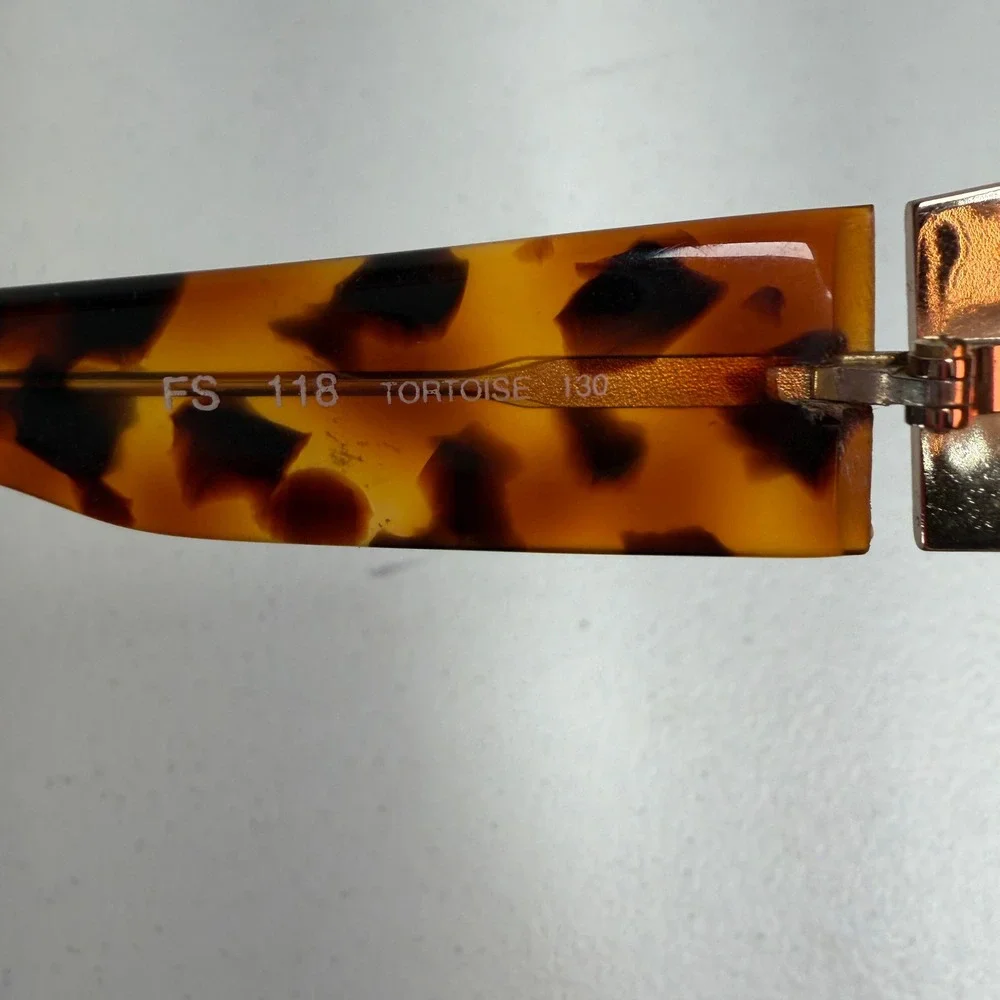 VTG Y2K Fendi Sunglasses FS 118 Tortoise Gold Shield Wrap Made in Italy Vintage